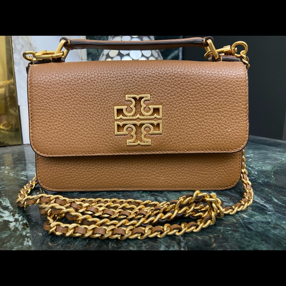Tory Burch Brown Tan Leather Chain Bag